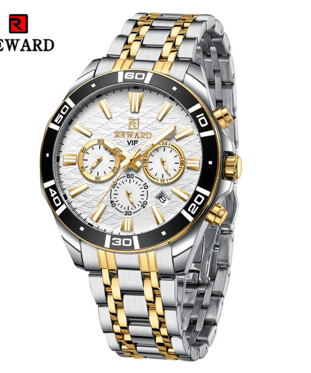 REWARD en acier inoxydable, décontractée, à la mode, avec calendrier lumineux