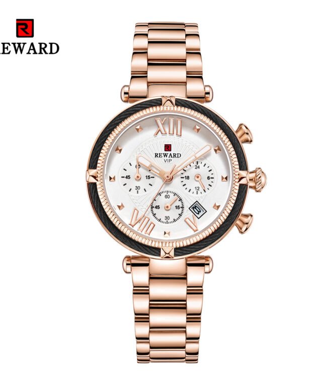 Reward Montre quartz pour femmes, en acier inoxydable